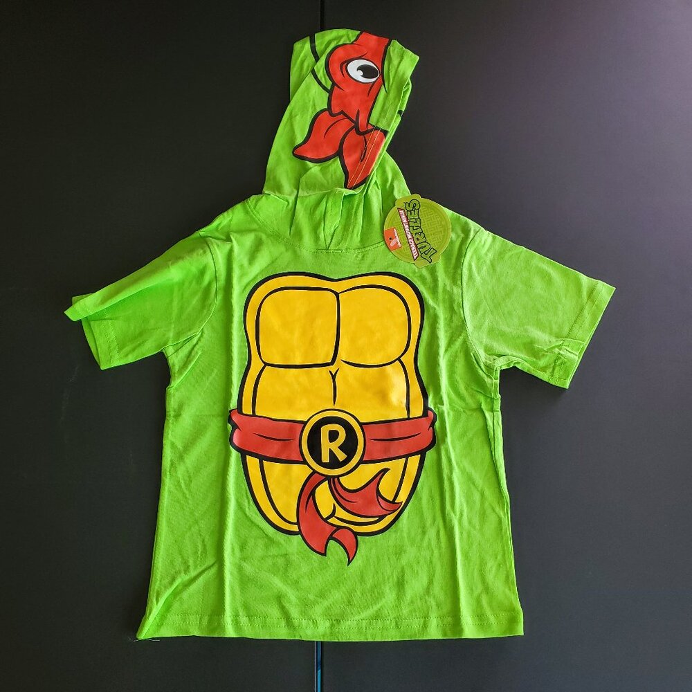 NEW Boys Set TMNT Teenage Mutant Ninja Turtles Raphael Red Hooded T Shirt Shorts